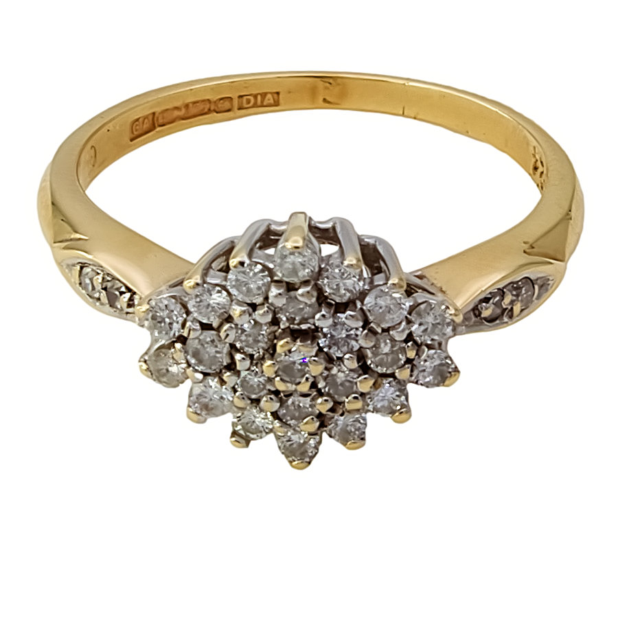 Vintage 1968 9ct Yellow Gold Turquoise And Pearl Cluster Ring / Size J